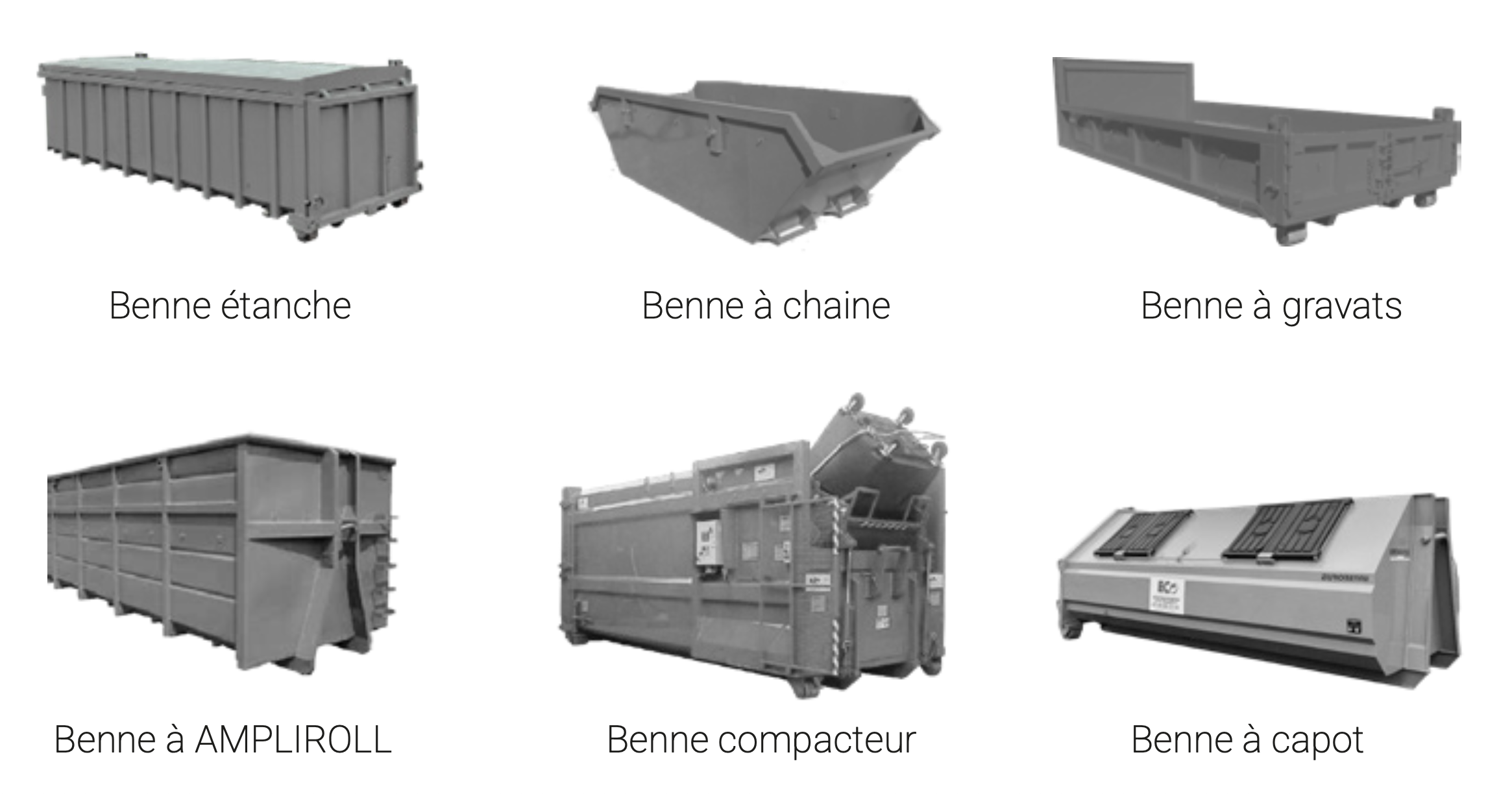 Types de bennes à déchets